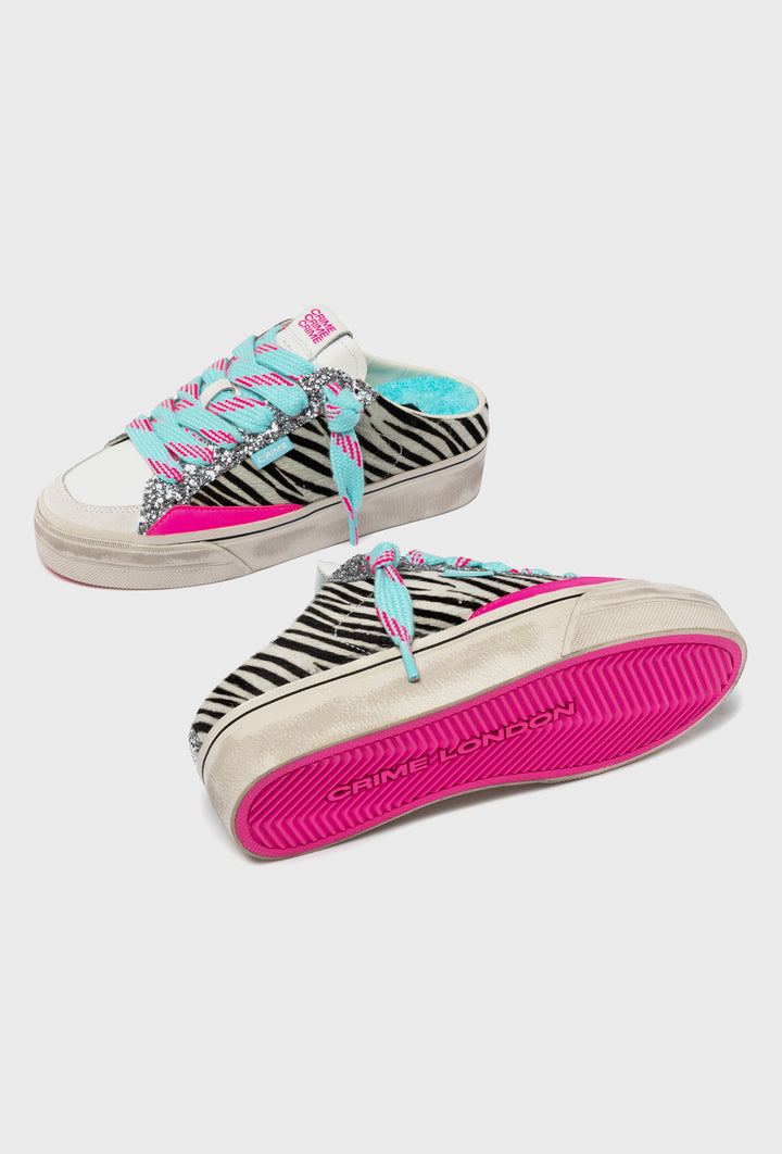 Sneakersy bez pięty Crime London w paski zebry