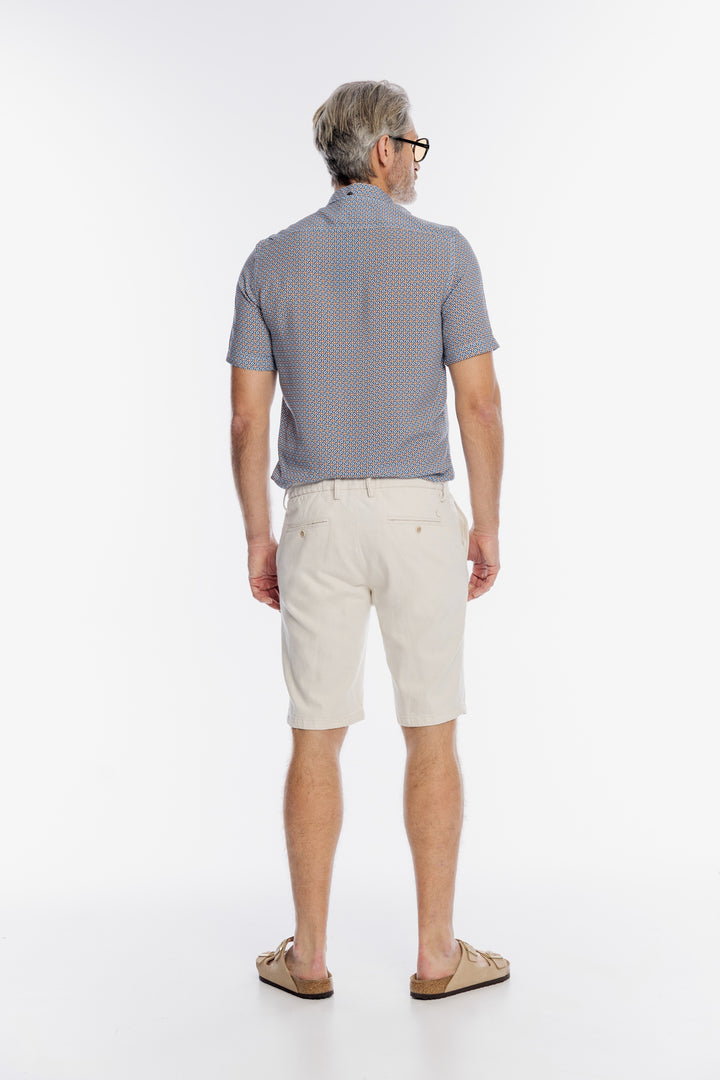 Beżowe lniane bermudy Alberto z regulacją sznurkiem