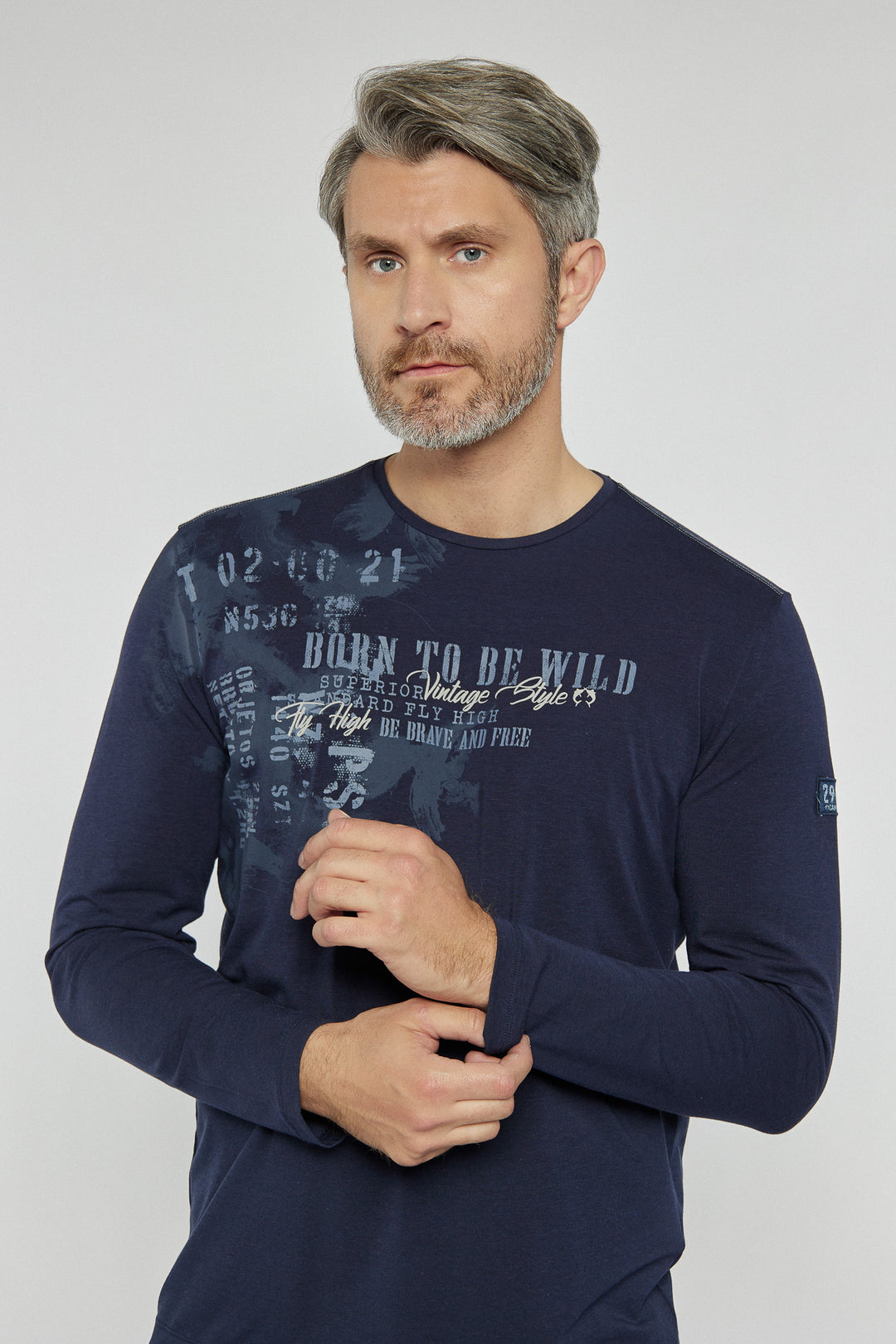 Męski T-shirt Campione granatowy z nadrukiem