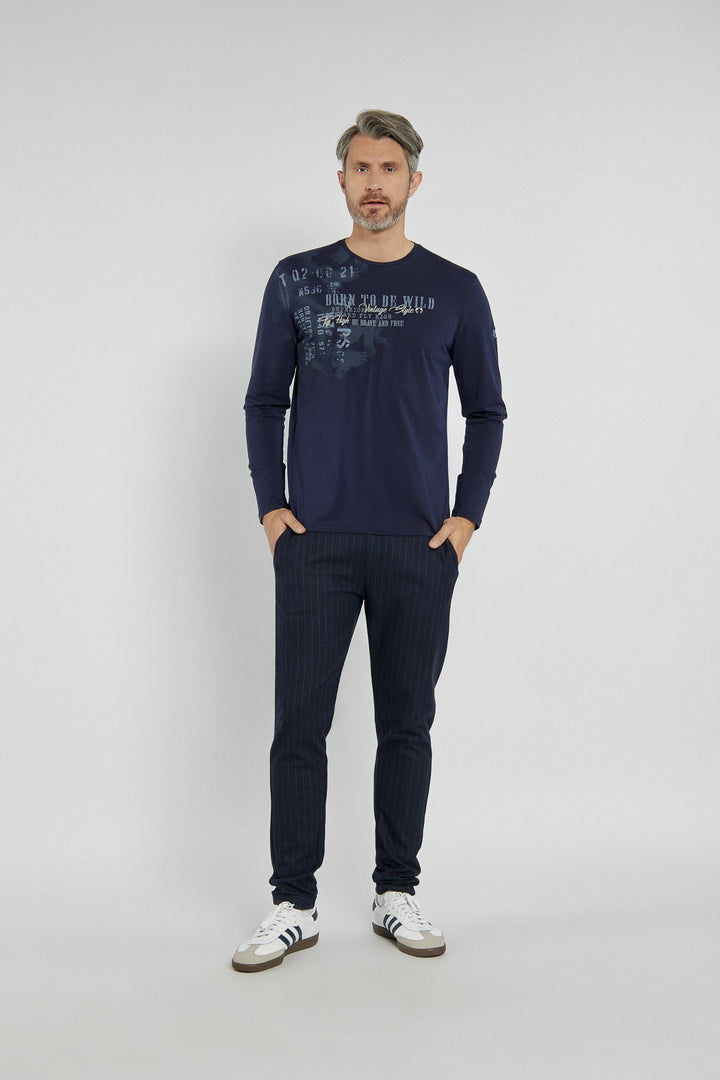 Męski T-shirt Campione granatowy z nadrukiem