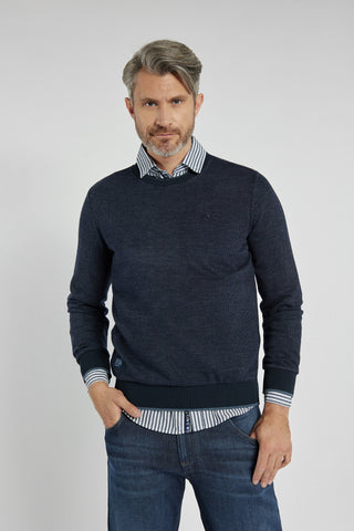 Granatowy sweter męski bawełniany z subtelnym wzorem