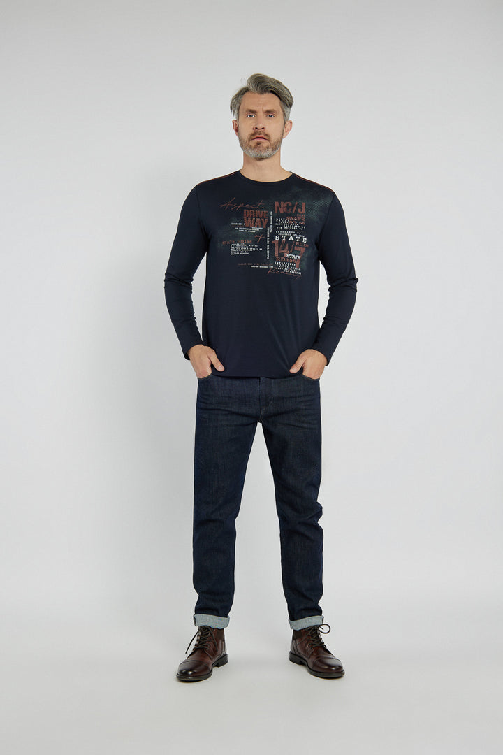 Męski T-shirt Campione granatowy z napisem