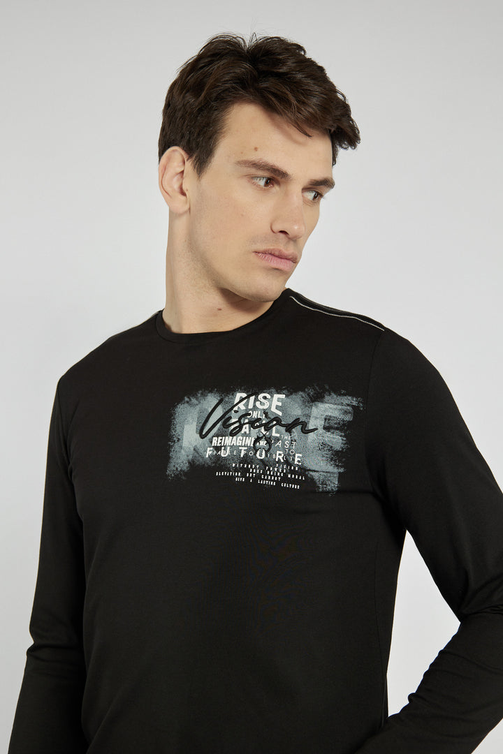 Czarny T-shirt Campione męski z nadrukiem