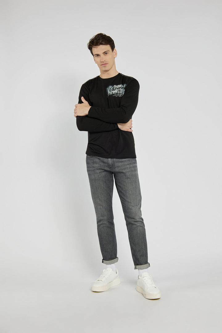 Czarny T-shirt Campione męski z nadrukiem
