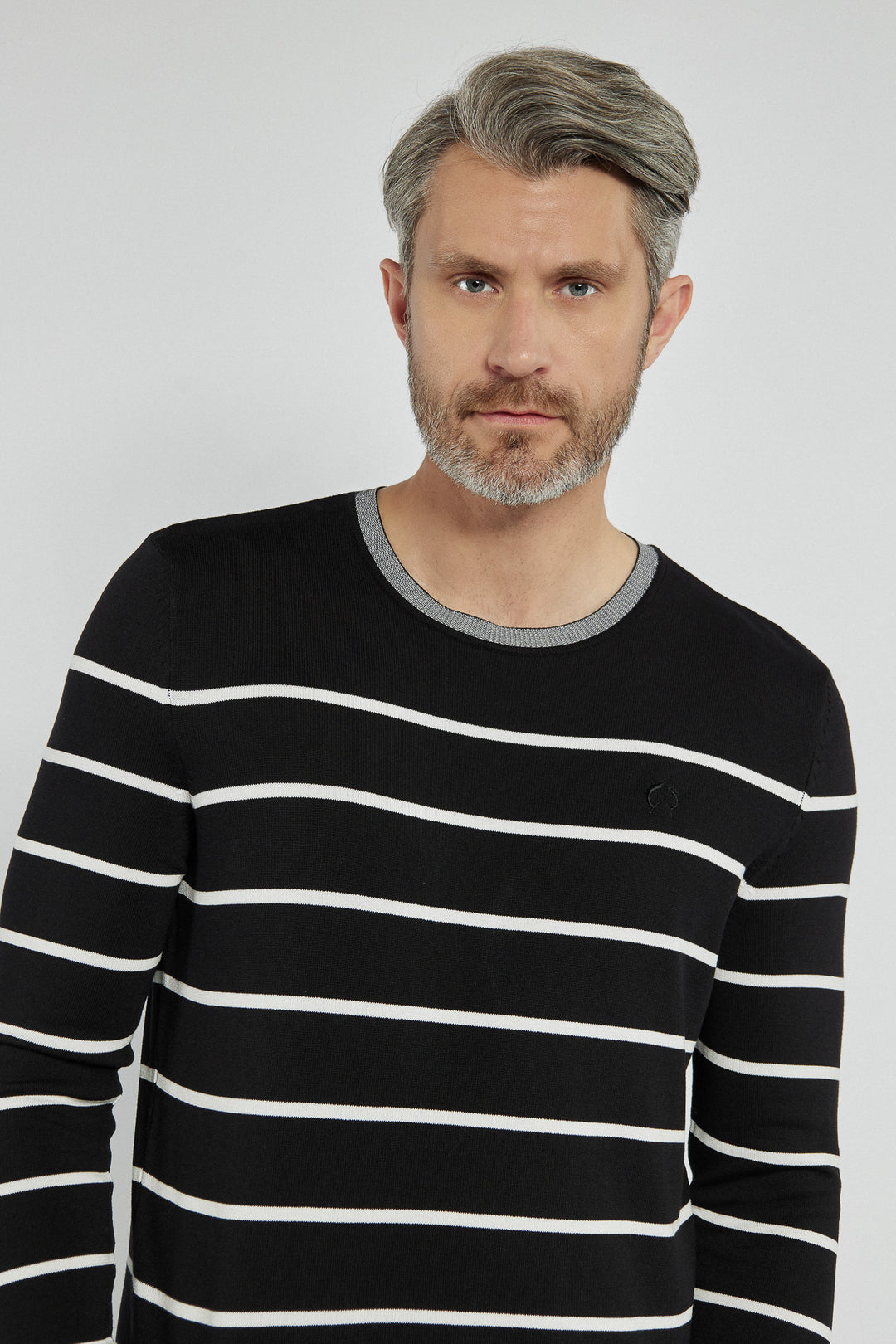 Męski sweter Campione w czarno-białe pasy