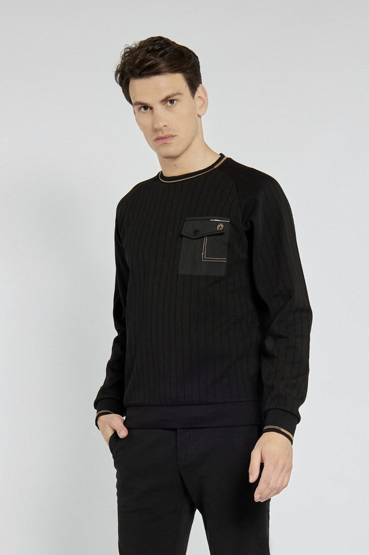 Czarny męski sweter Campione z kieszenią Regular Fit