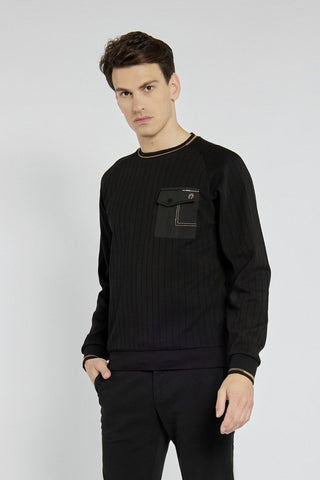 Czarny męski sweter Campione z kieszenią Regular Fit