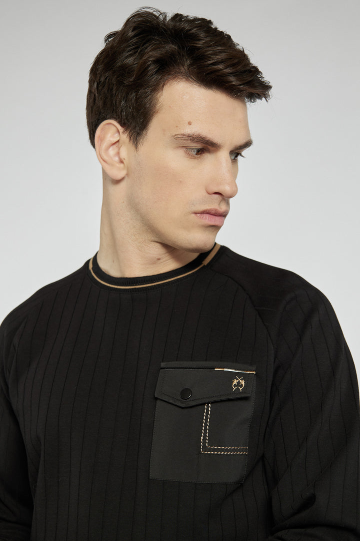 Czarny męski sweter Campione z kieszenią Regular Fit