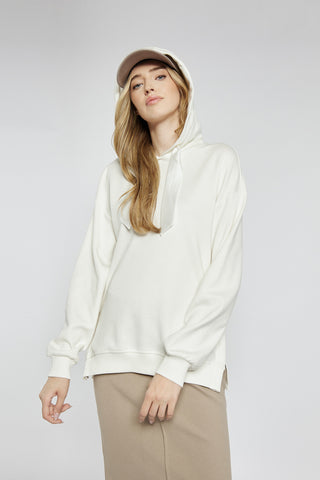 Kremowa damska bluza z kapturem oversize
