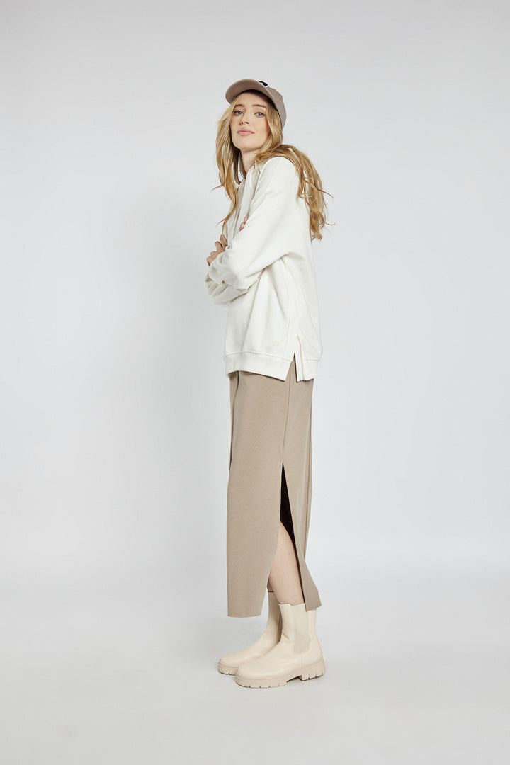 Kremowa damska bluza z kapturem oversize