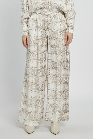 Luźne spodnie z nadrukiem skóry węża