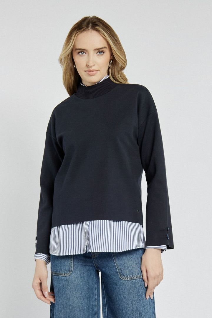 Granatowa nierozpinana bluza ze stójką