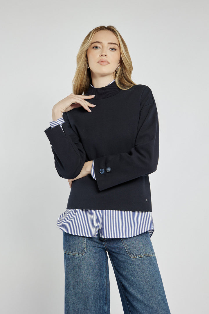 Granatowa nierozpinana bluza ze stójką