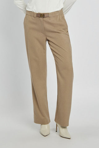 Klasyczne brązowe spodnie Campione z paskiem