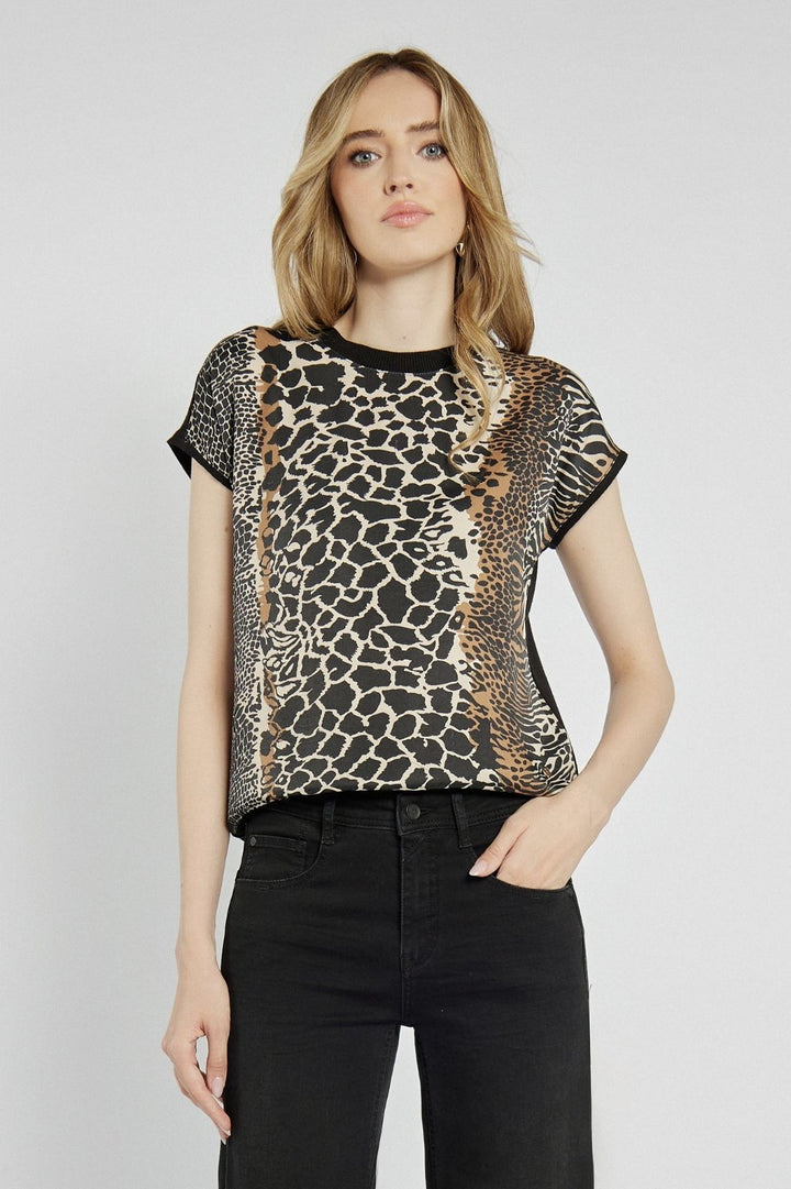 T-shirt w zwierzęcy wzór z kontrastowym tyłem