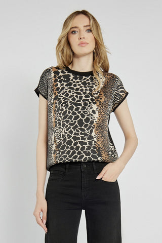 T-shirt w zwierzęcy wzór z kontrastowym tyłem