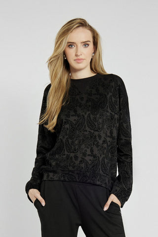 Czarna bluza z wytłaczanym wzorem Paisley