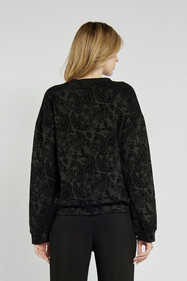 Czarna bluza z wytłaczanym wzorem Paisley