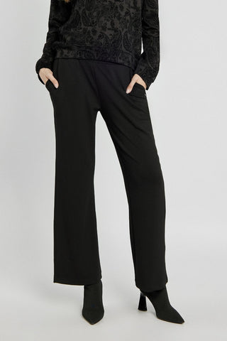 Eleganckie czarne spodnie z szeroką nogawką