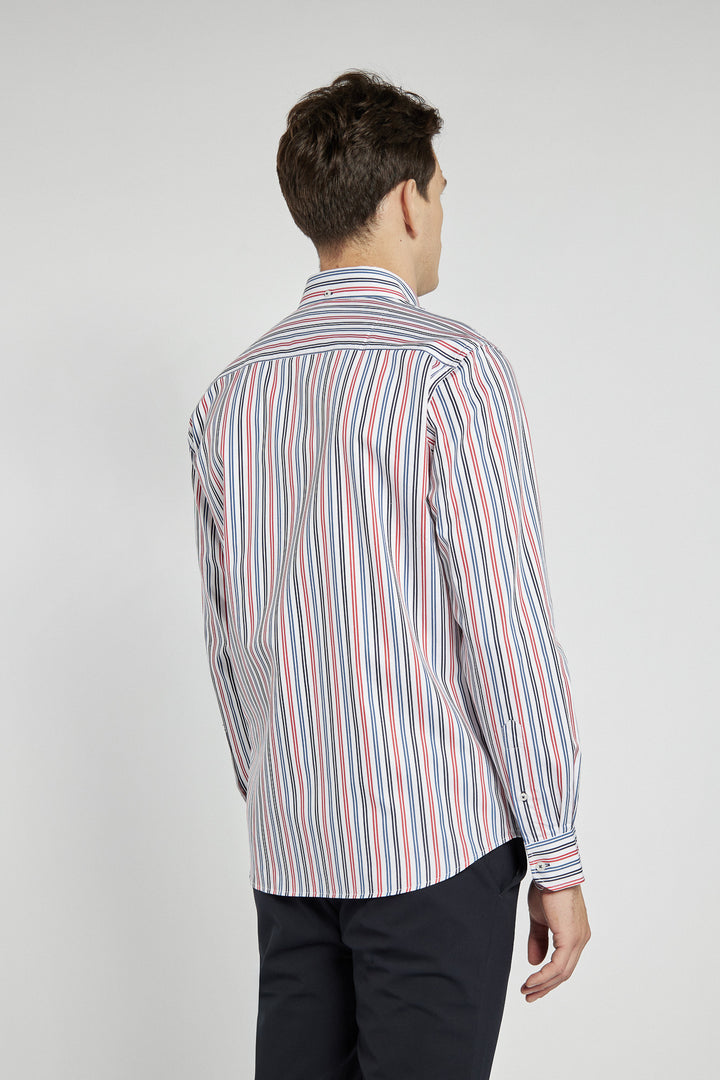 Męska koszula w kolorowe paski z kołnierzykiem button-down