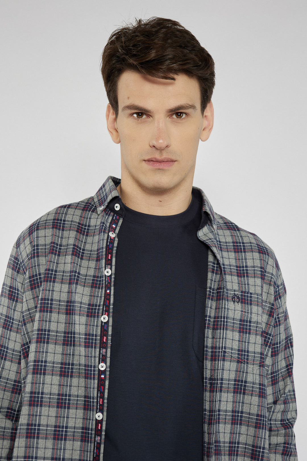 Męska koszula Campione szara w kratę Modern Fit