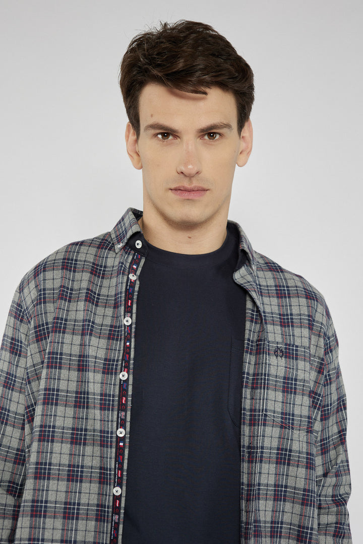 Męska koszula Campione szara w kratę Modern Fit