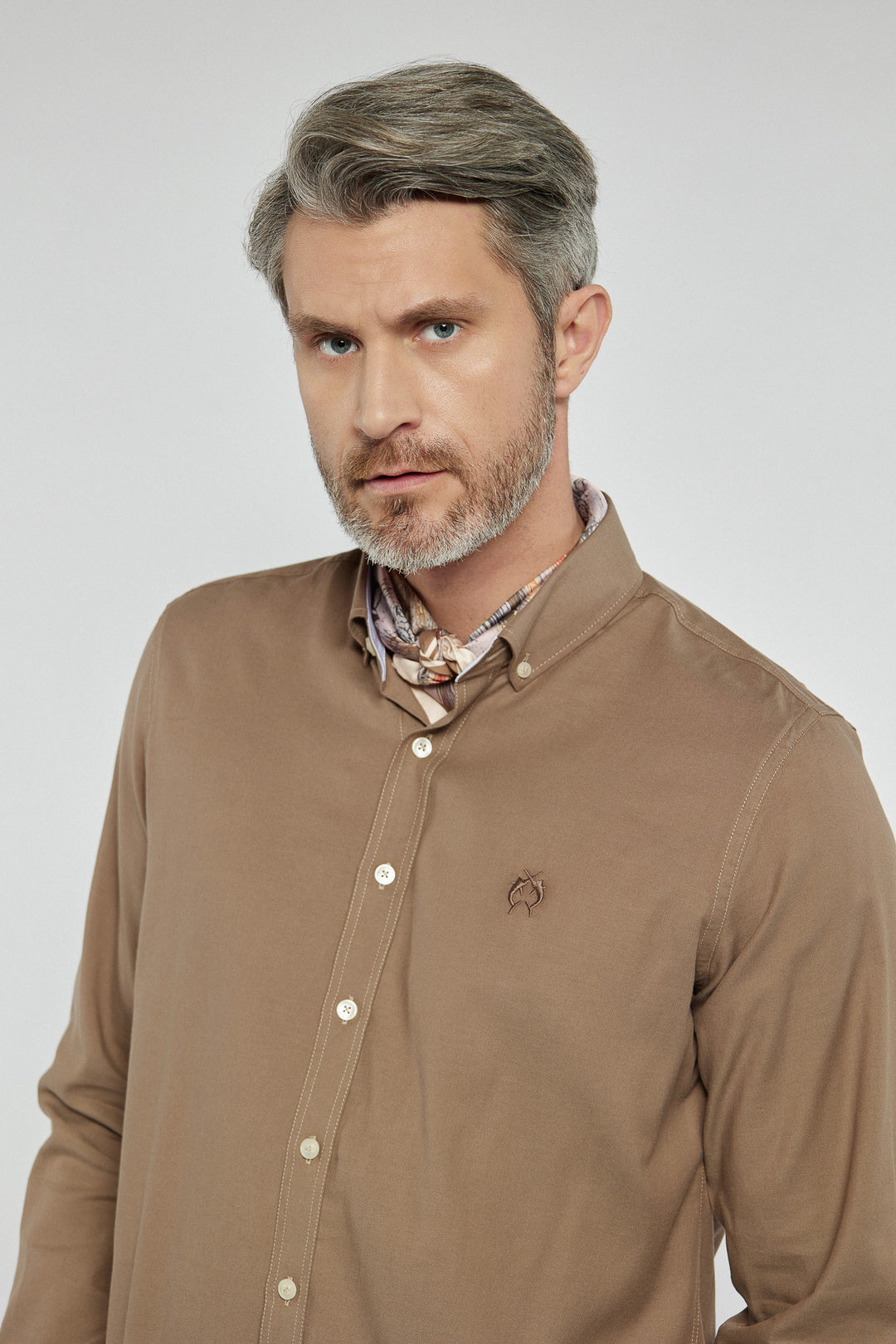 Męska koszula Campione brązowa Modern Fit