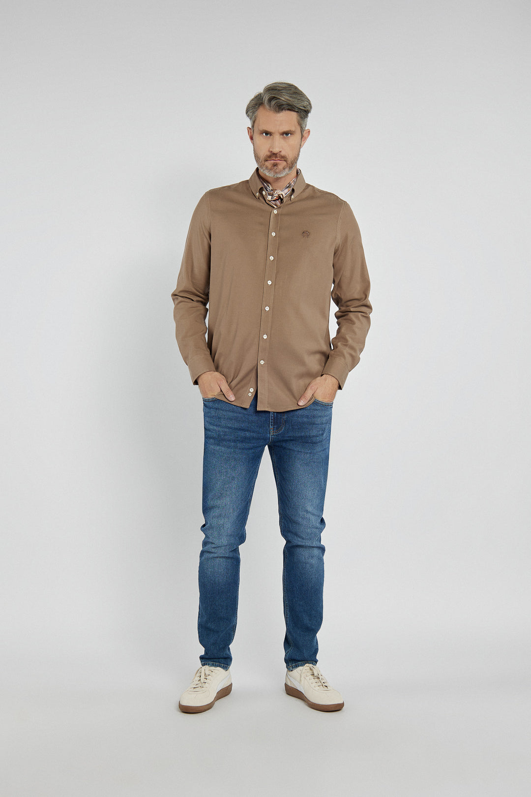 Męska koszula Campione brązowa Modern Fit