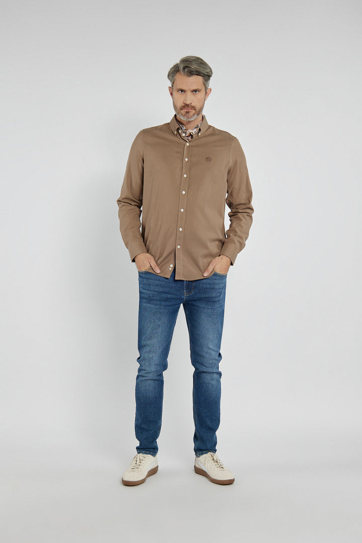 Męska koszula Campione brązowa Modern Fit