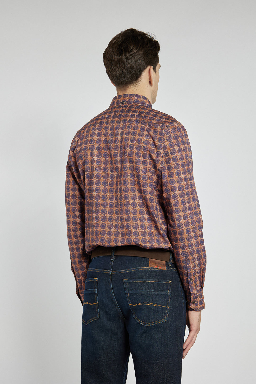 Koszula męska Campione Modern Fit w brązowo-granatowe koła