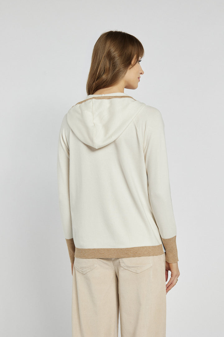 Damski sweter golf w romby beżowo-niebieskie