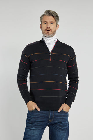 Męski sweter Campione w paski z zamkiem