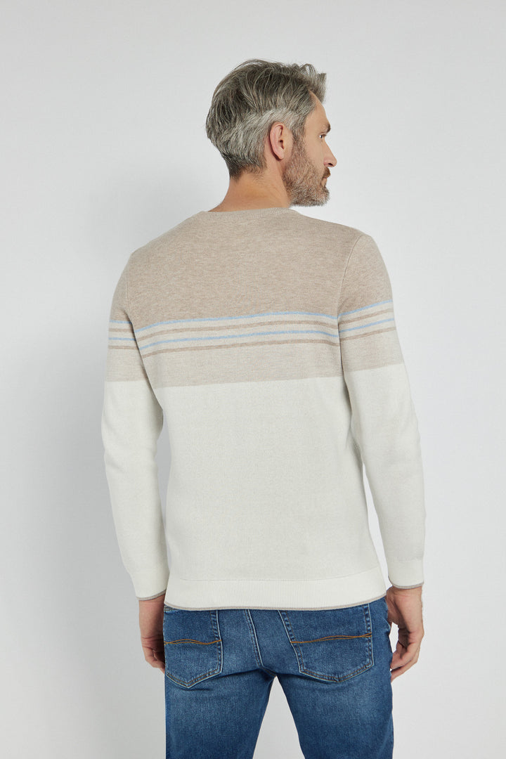 Męski sweter Campione w paski beżowy