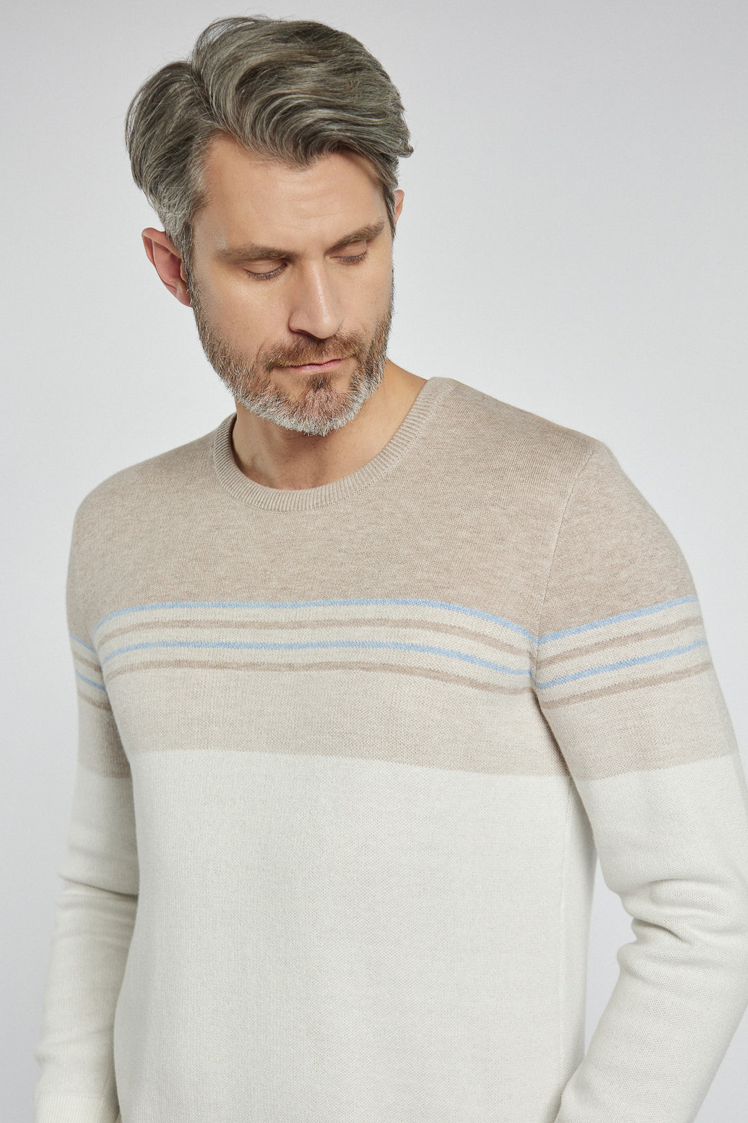 Męski sweter Campione w paski beżowy