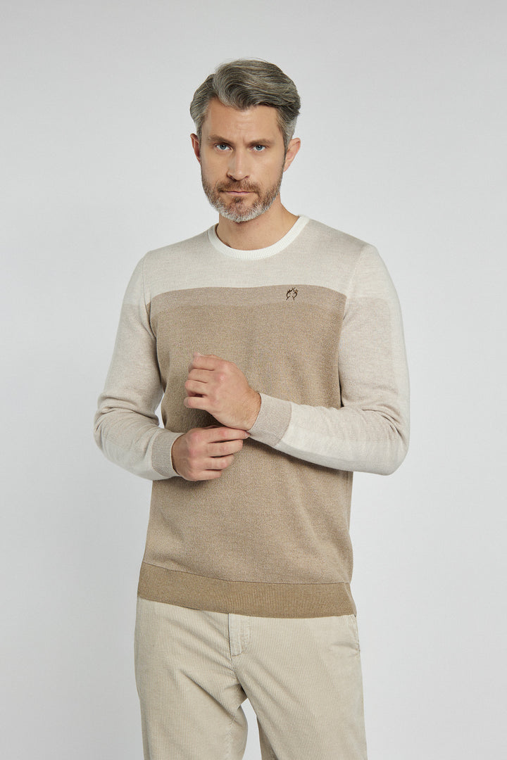 Męski sweter Campione w beżowe bloki kolorów