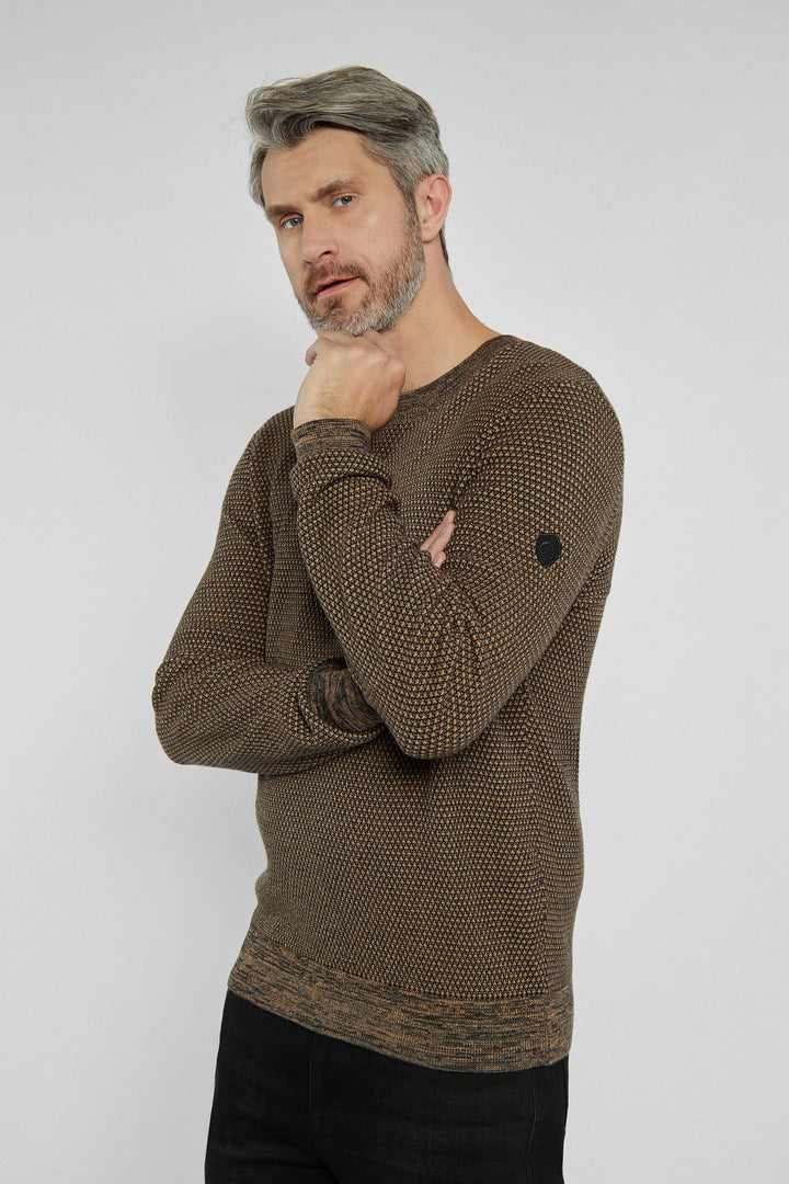 Męski sweter Campione w brązowy wzór