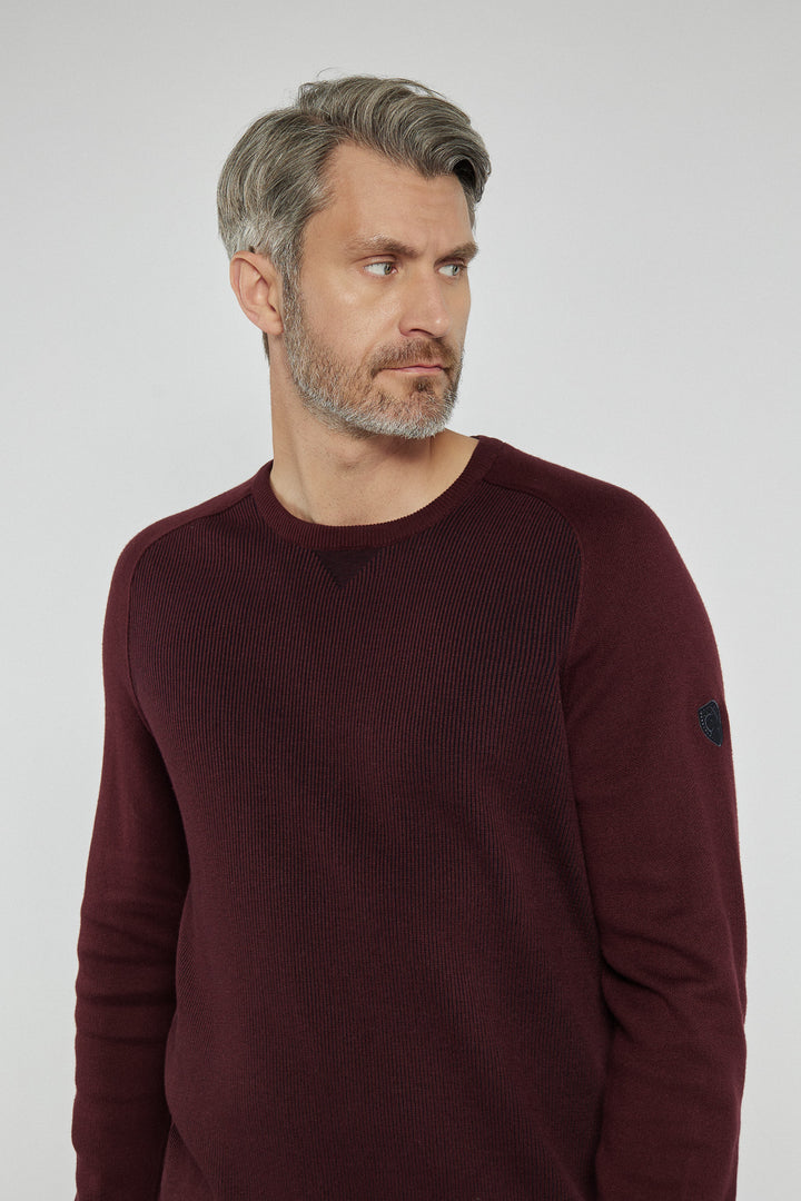 Męski sweter Campione bordowy melanżowy