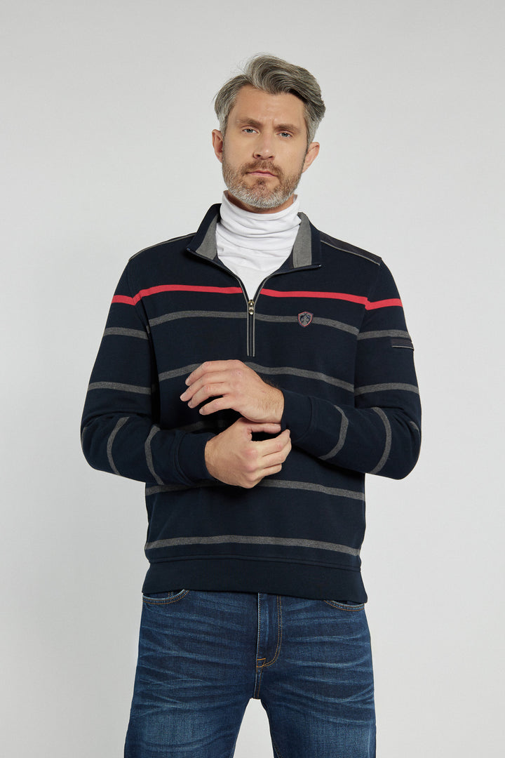 Męski sweter Campione w paski z zamkiem