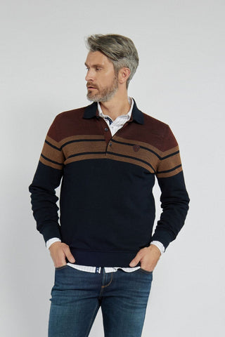 Męski sweter Campione typu polo w paski stylowe