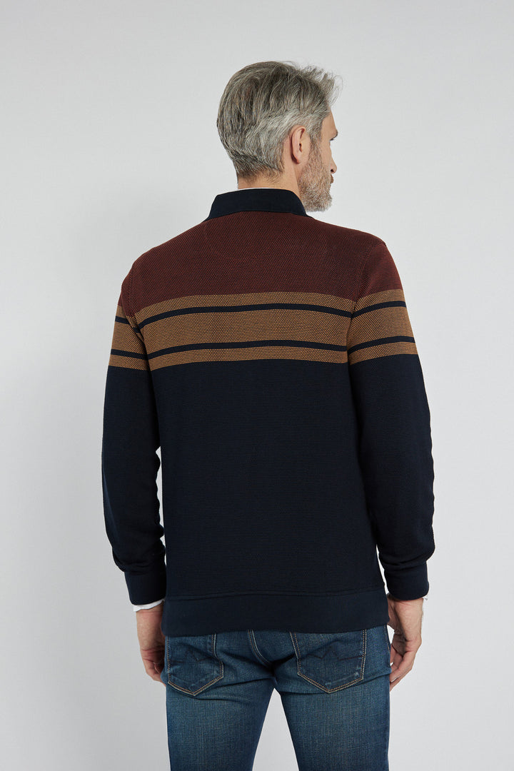 Męski sweter Campione typu polo w paski stylowe