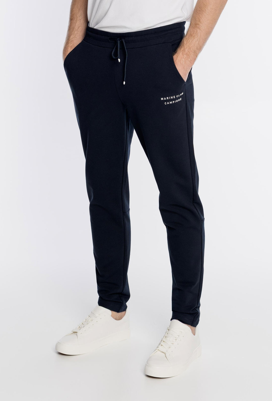Granatowe męskie spodnie dresowe z logo Campione