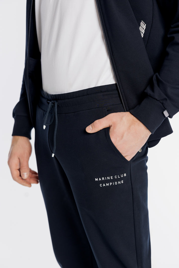 Granatowe męskie spodnie dresowe z logo Campione