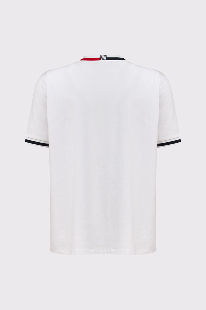 Biały męski T-shirt Campione z kolorowym kołnierzykiem