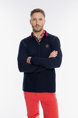 Granatowa męska bluzka polo z długim rękawem