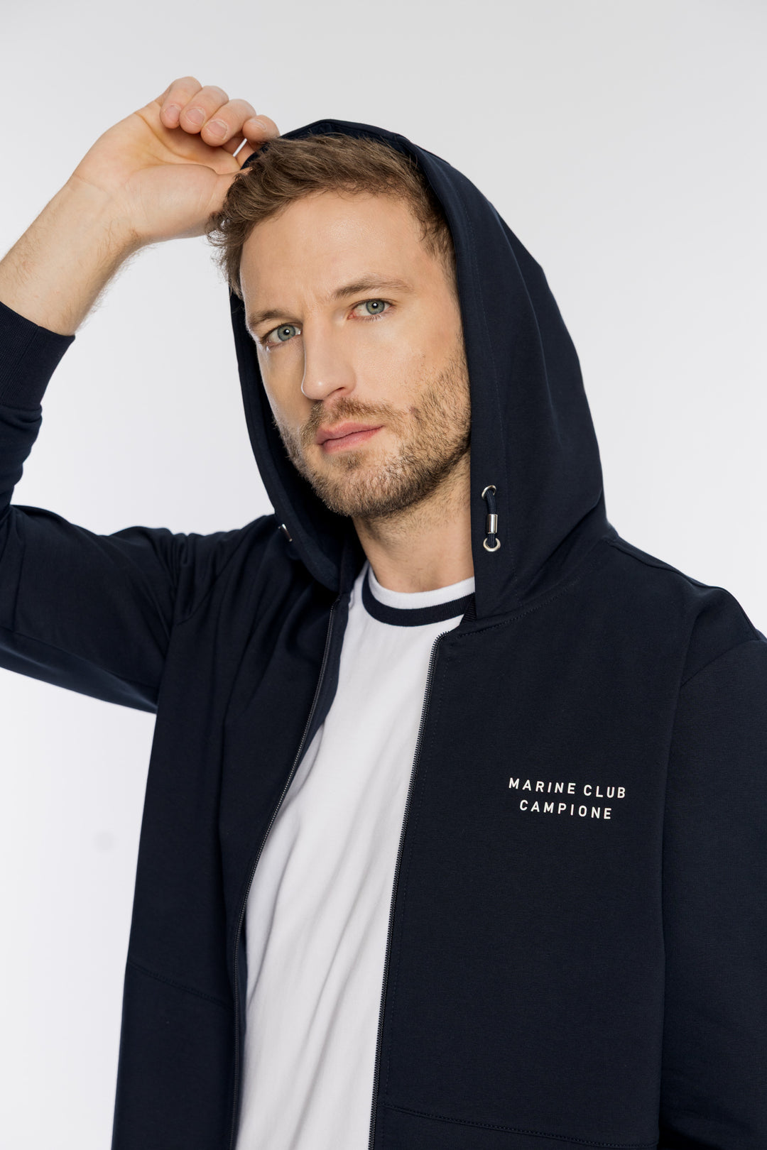 Męska granatowa bluza rozpinana z kapturem