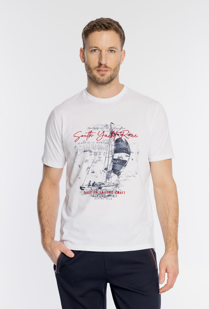 Biały męski T-shirt Campione z marynistycznym nadrukiem