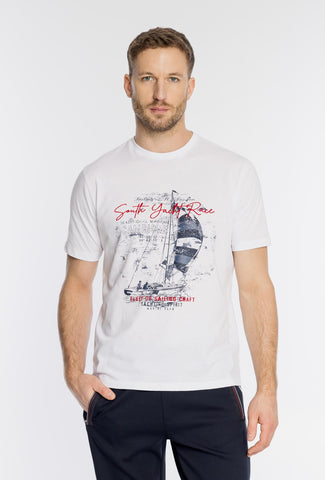 Biały męski T-shirt Campione z marynistycznym nadrukiem