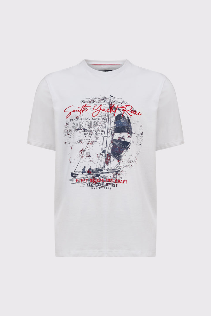 Biały męski T-shirt Campione z marynistycznym nadrukiem