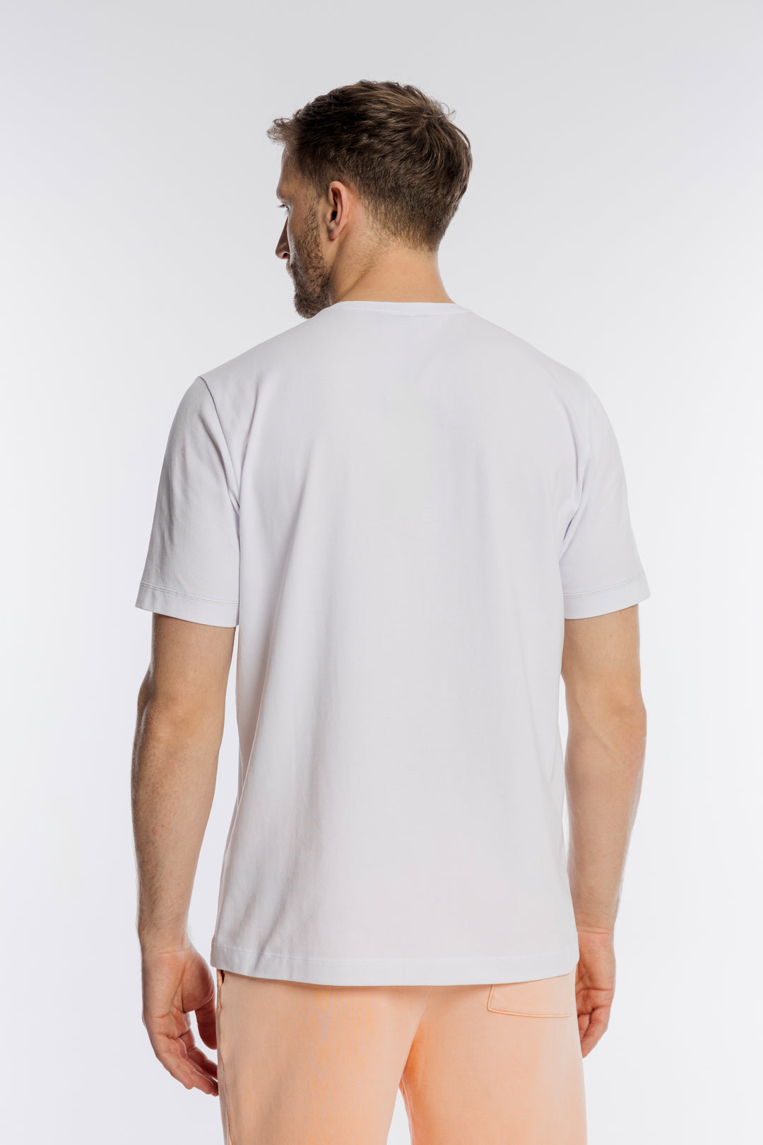 Męski biały T-shirt Campione z niebieskim nadrukiem