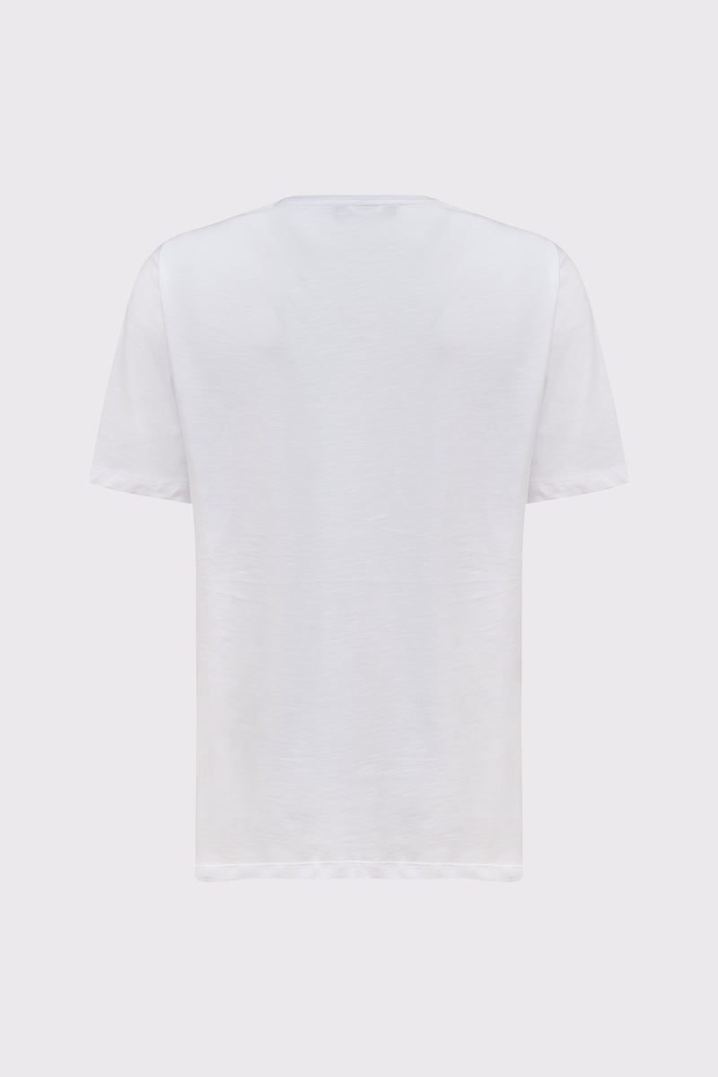 Klasyczny biały męski T-shirt z kieszonką Campione